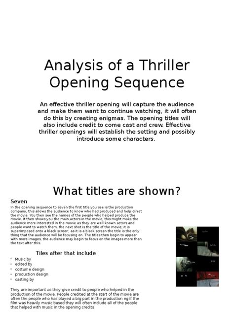 Analysis of Thriller Opening Sequence .